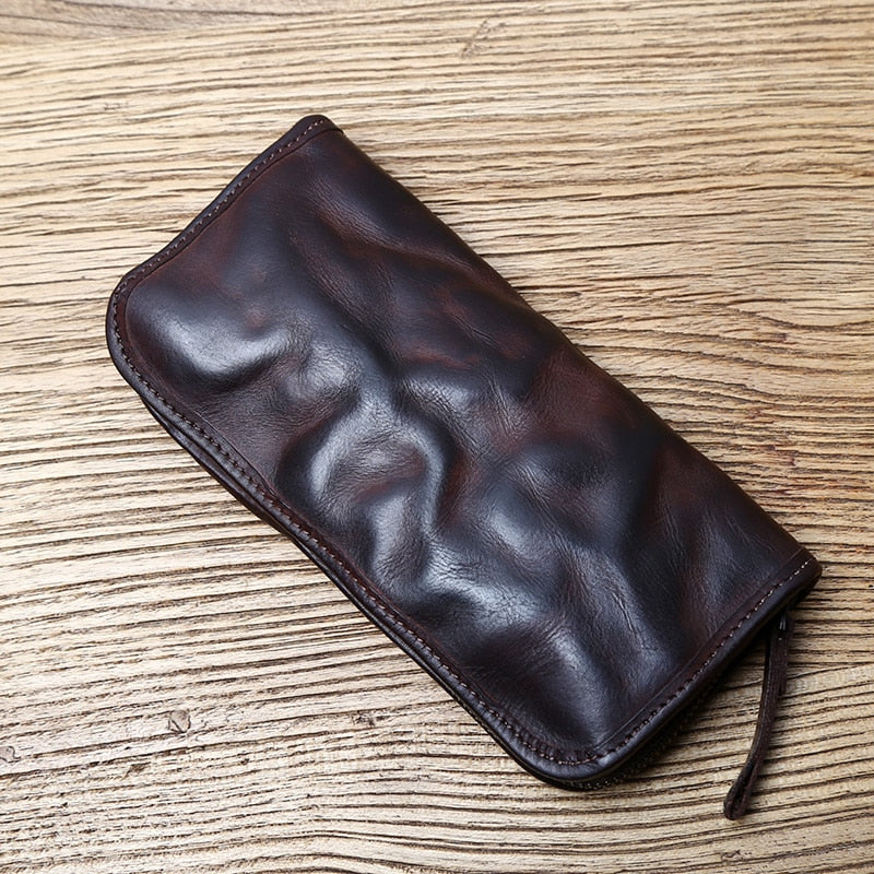 Vintage Handmade Men's Leather Clutch Bag